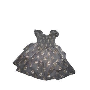 Rabbit + Bear Organic Gray Floral Tiered Ruffle Coquette Dress Girls 2T